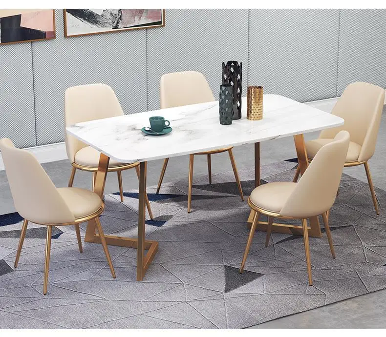2020 Europe luxury velvet fabric modern dining table chair set 6 chairs