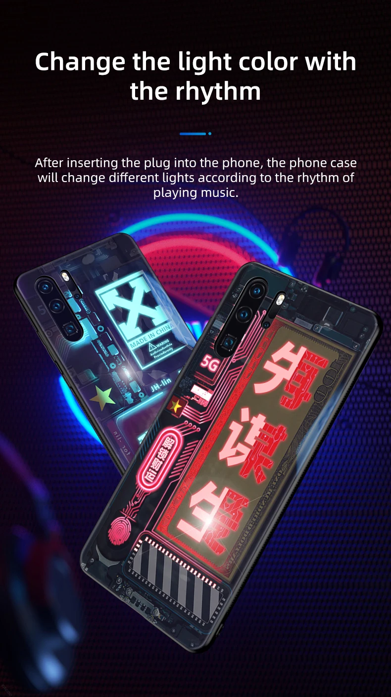 Led Voice-activated wireless luminous bling  mobile phone case for galaxy s20