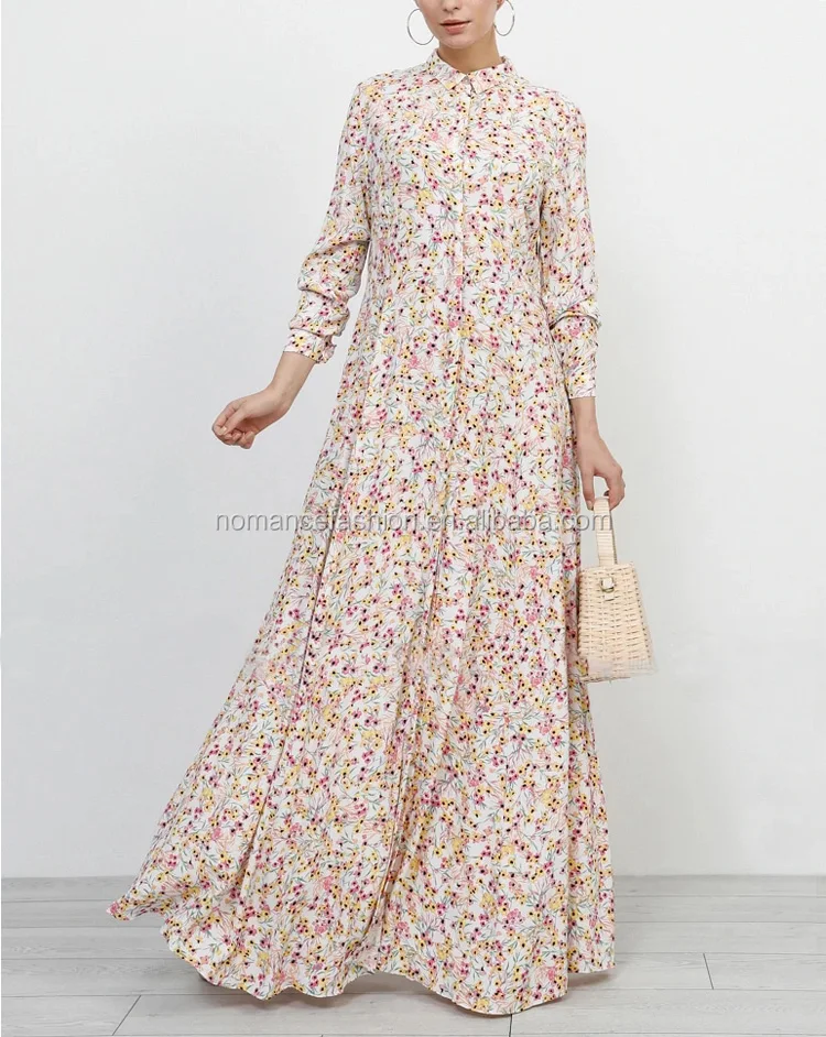 Floral Printed Dress Muslimah Abaya ...