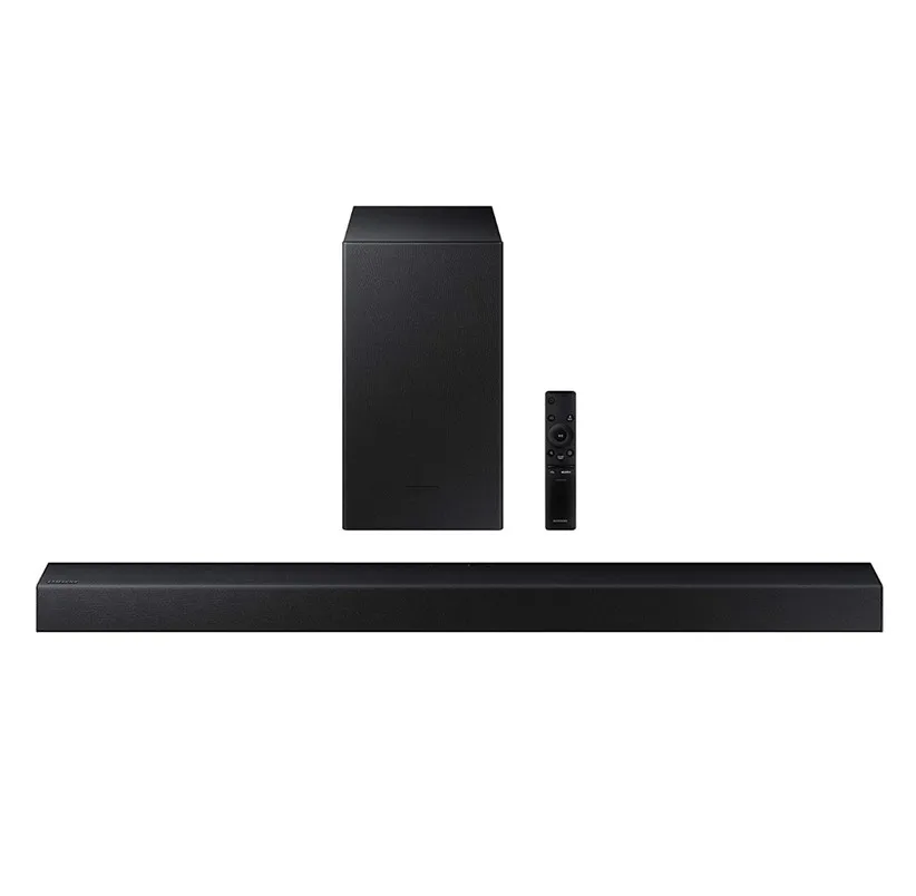 2.1 soundbar with slim bar and compact wireless subwoofer