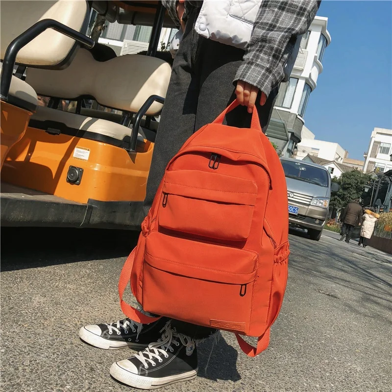 mochilas Outdoor Nylon Unisex Sports Leisure Travel School Shoulder Backpacks girls boys multi-pocket Pure color student fashion backpack