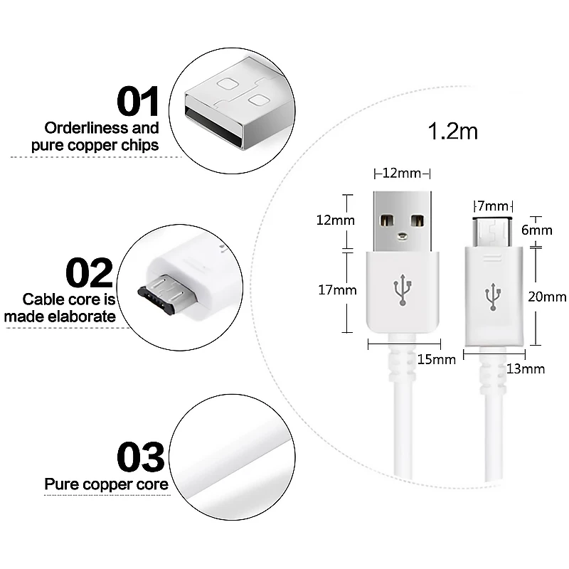 Original V8 Micro Cable For Samsung Micro Usb Cable 1m 2m 15m 2a Fast Charge Data Line For 8414