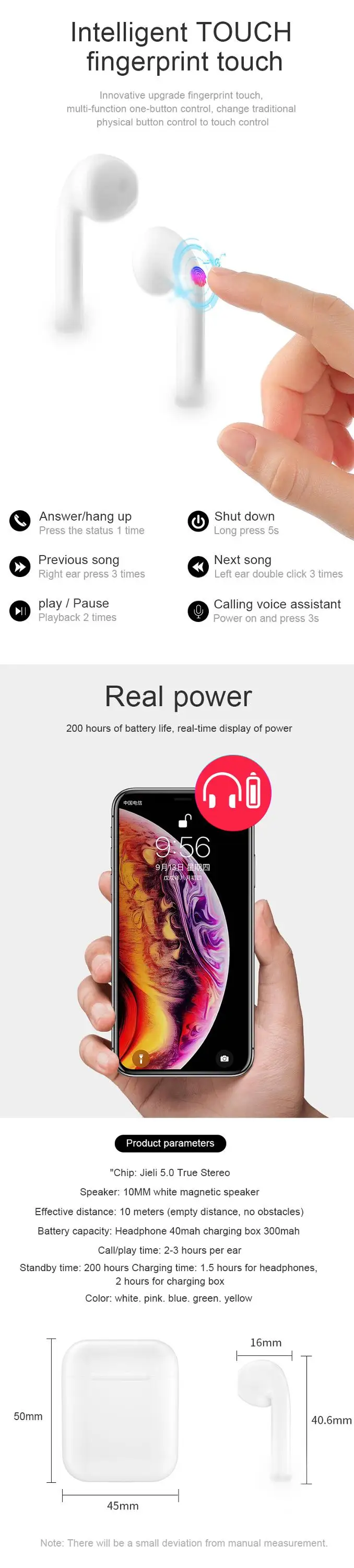 true noise cancelling i7s i12 mi tws earphones headphone wireless headphones earbuds bluetooths earphone - ANKUX.COM
