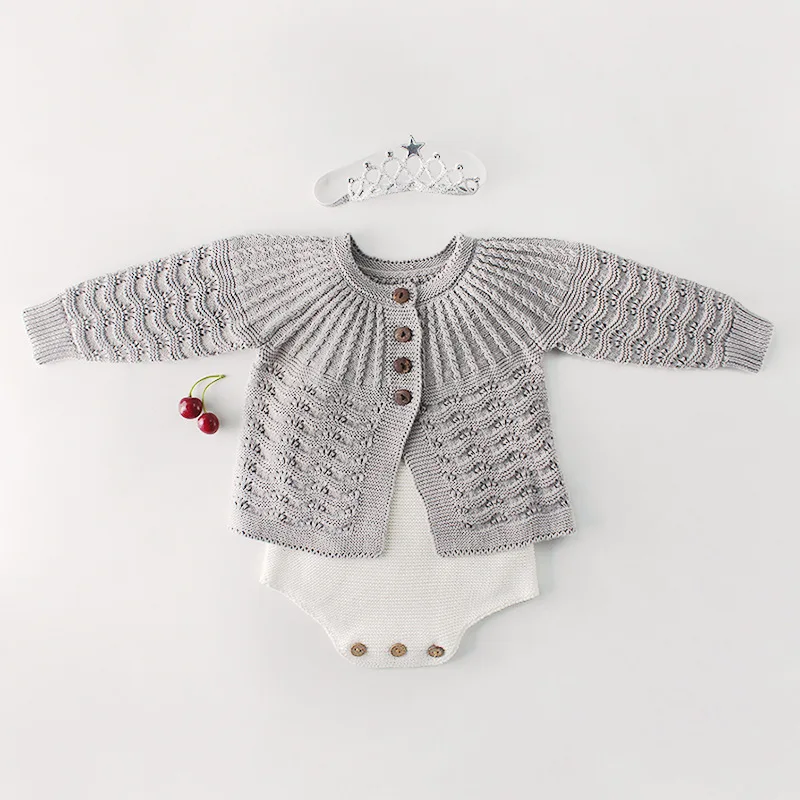 Newborn Baby Outfit Knitted Sweater Cardigans+bodysuit 2pcs Set Baby ...