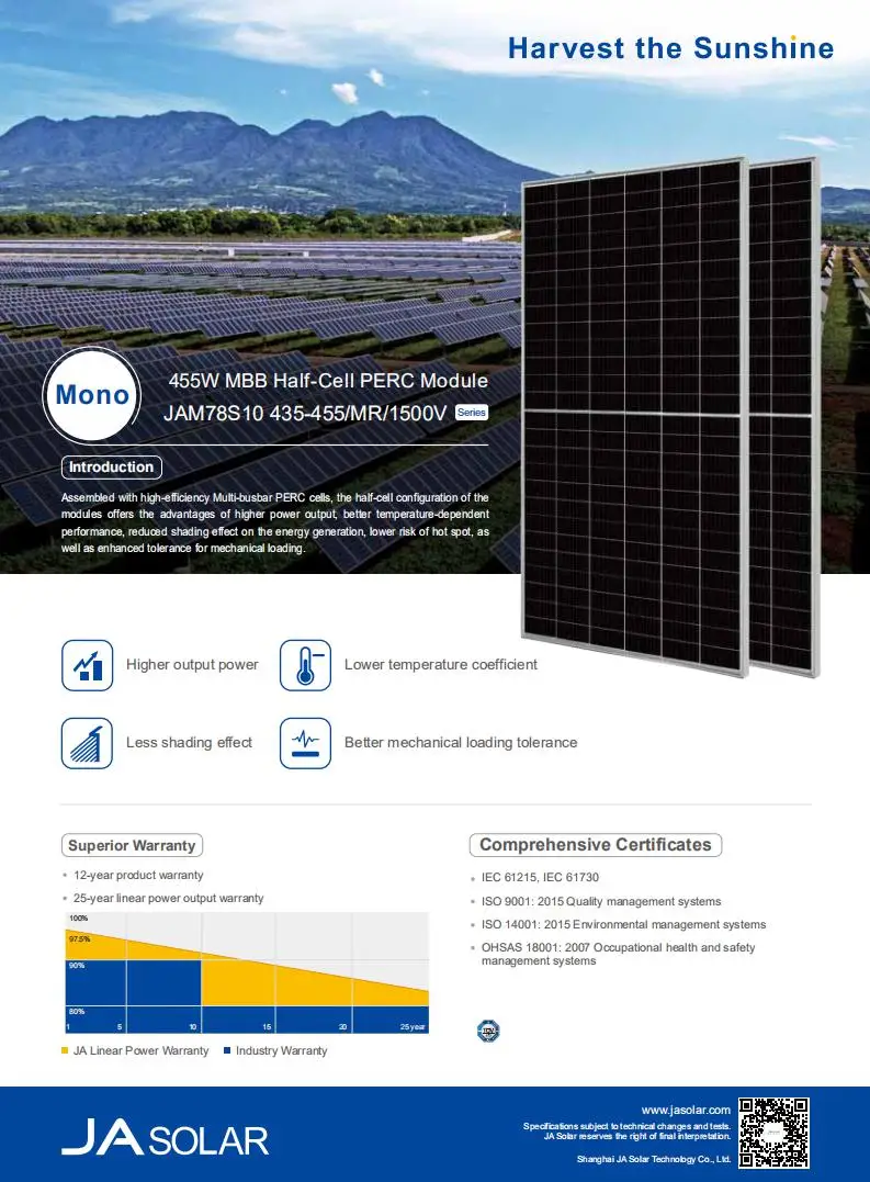 JA solar panel JAM78S10-440MR half cut solar modules mono 440w for Solar  Farm| Alibaba.com