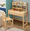 Solid wood adjustable children study table and chair for home furniture