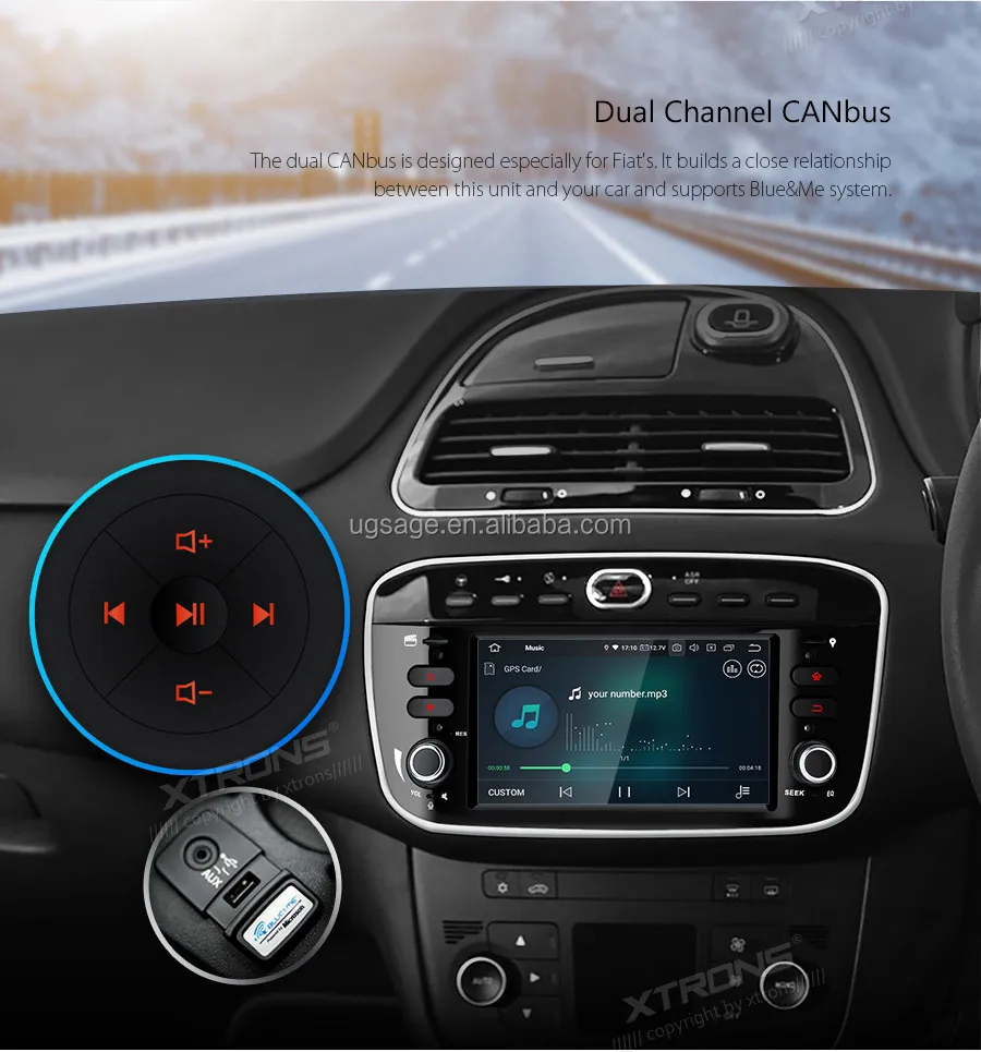 Xtrons 1 Din Android 9.0 Car Multimedia System For Fiat Punto Linea