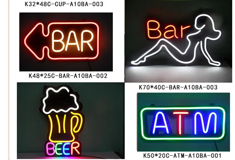 Hot Selling Wall Mounted Hanging Decorative Glass Led Neon Light Sign