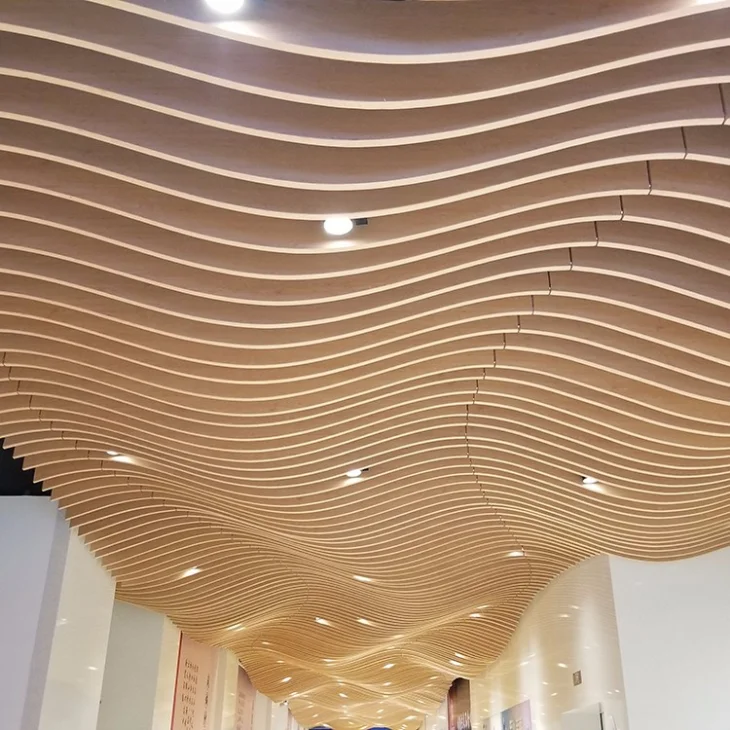 Slat Wood Grain Aluminum Baffle Ceiling Suspendid Ceilings - Buy