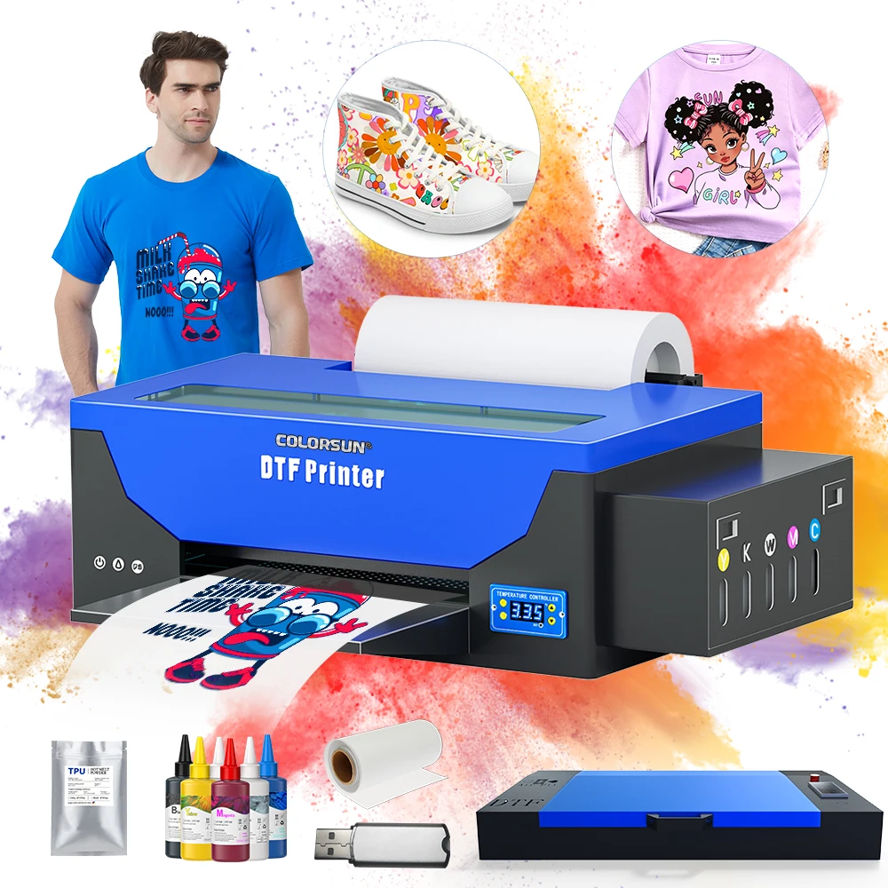 Colorsun New arrivals DTF Printer A3 for Tshirt Clothes Leather Hoodies Jacket Heat Transfer PET Film T shirt Printing Machine Alibaba