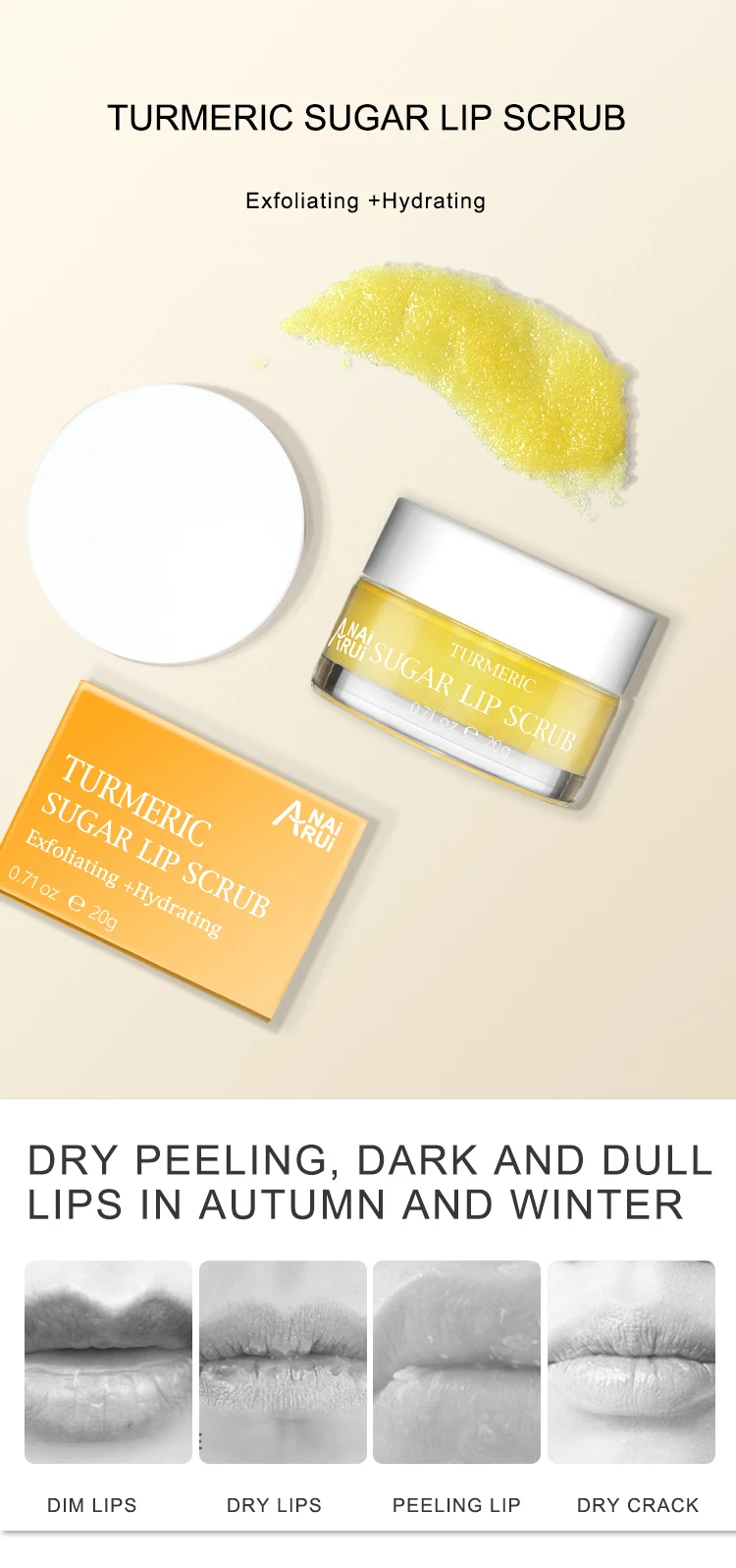 Oem Private Label Lip Scrub Natural Sugar Dark Lip Exfoliator Vegan