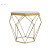 wholesale Modern hexagon Glass Top Gold Metal frame Coffee Side Table