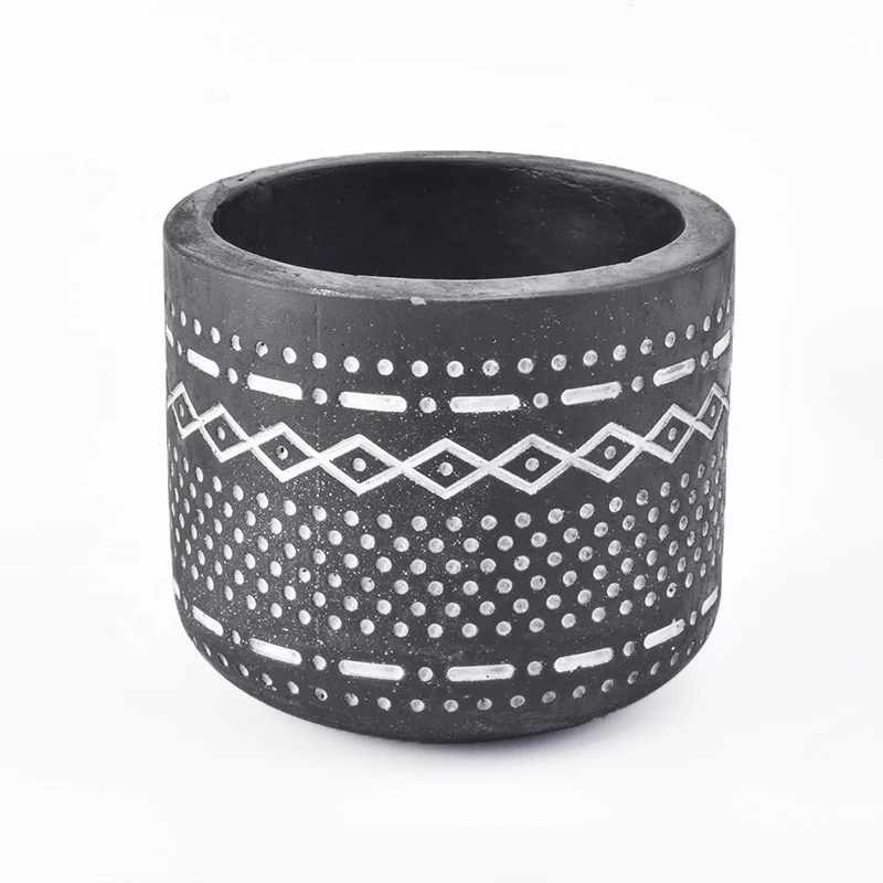 Low MOQ 250ml Matte Black Concrete Candle Jars