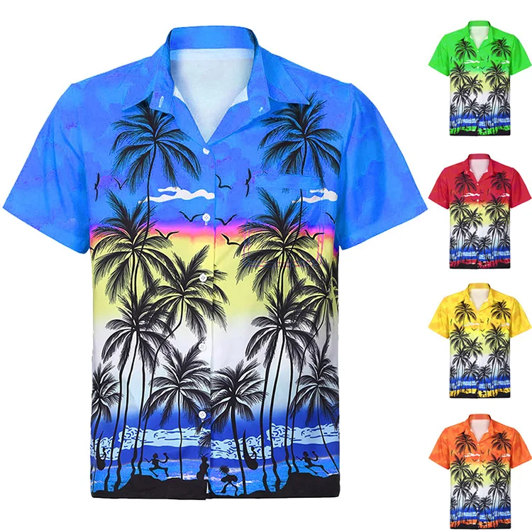 Custom Short Sleeve Men Beach Casual Party Printed Rayon Hawaiian Shirt ...