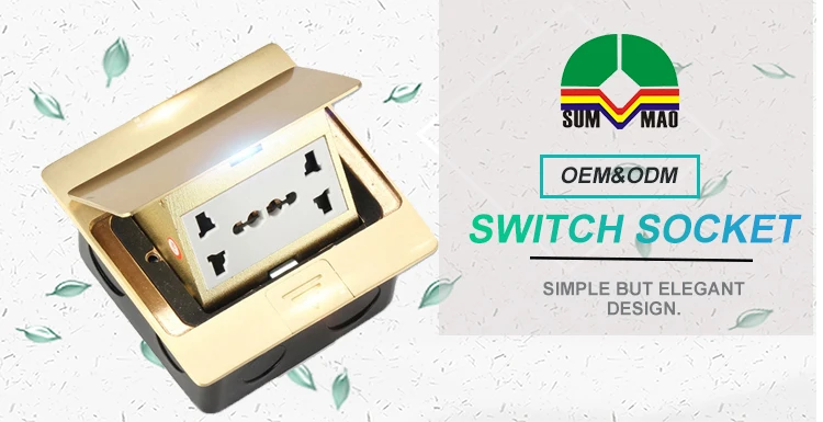 Pop-up Floor Ground Outlet Socket Copper Material 6 Hole Waterproof Residential Gold Color CE Direct Plug Fast Connection IP44