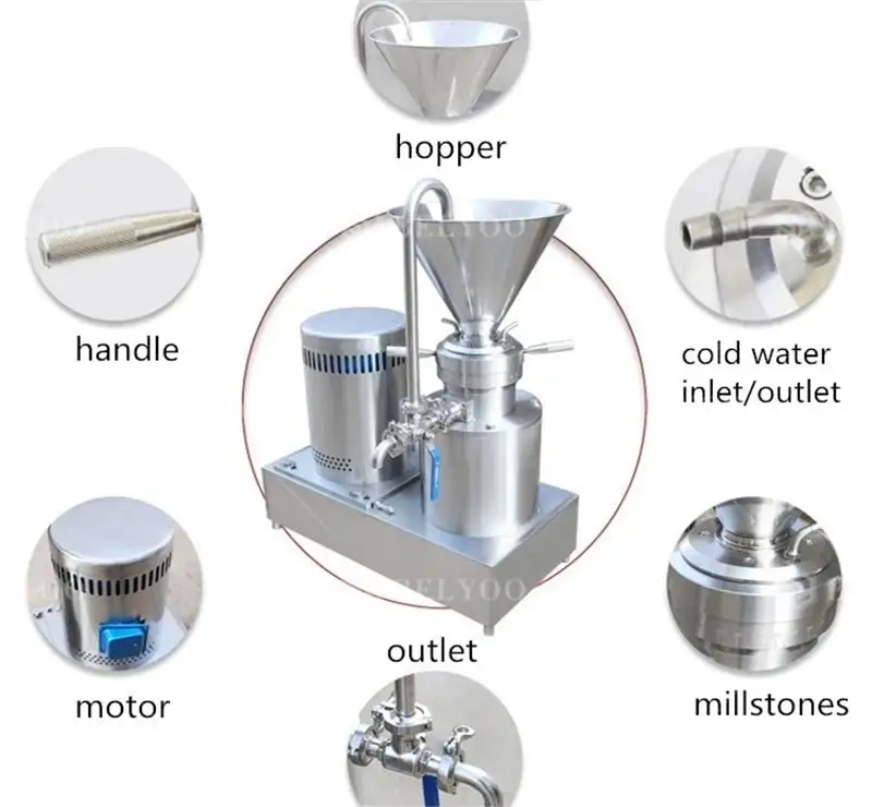 Stainless steel industrial colloid mill peanut butter ginger garlic pistachio paste chili tahini tomato sauce making machine