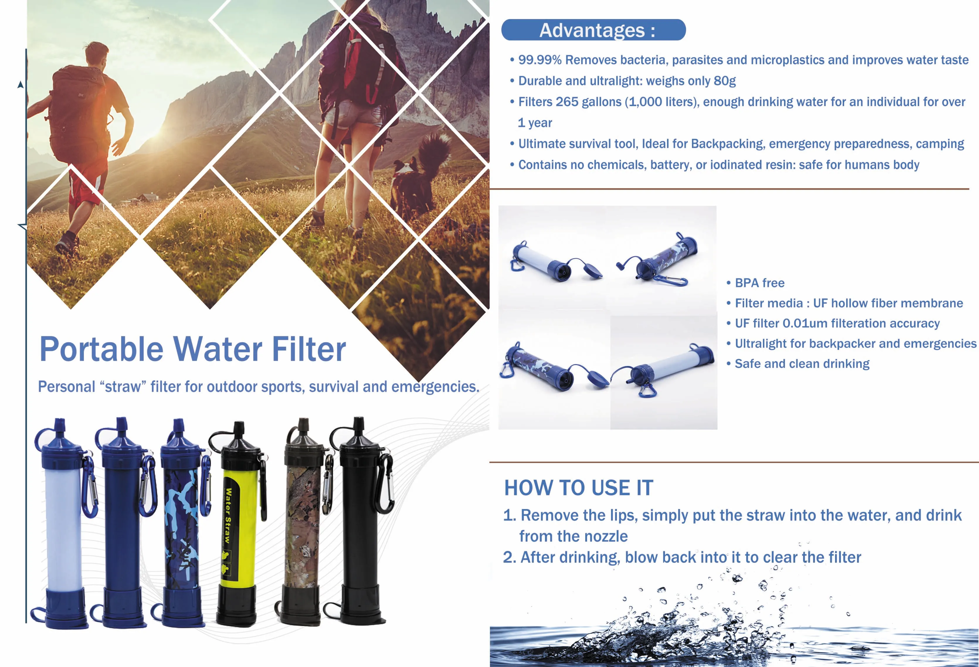 Water Purifier Straw Straw Personal Water Filter Water Filter Survival