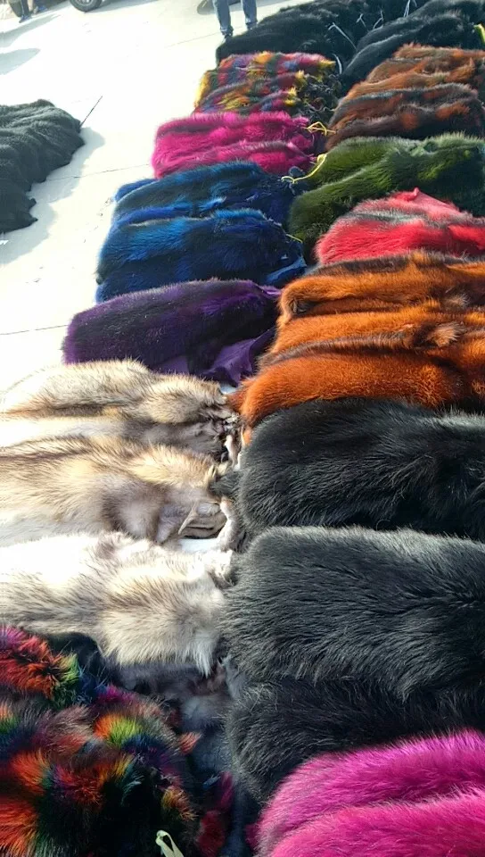 dyed raccoon pelt