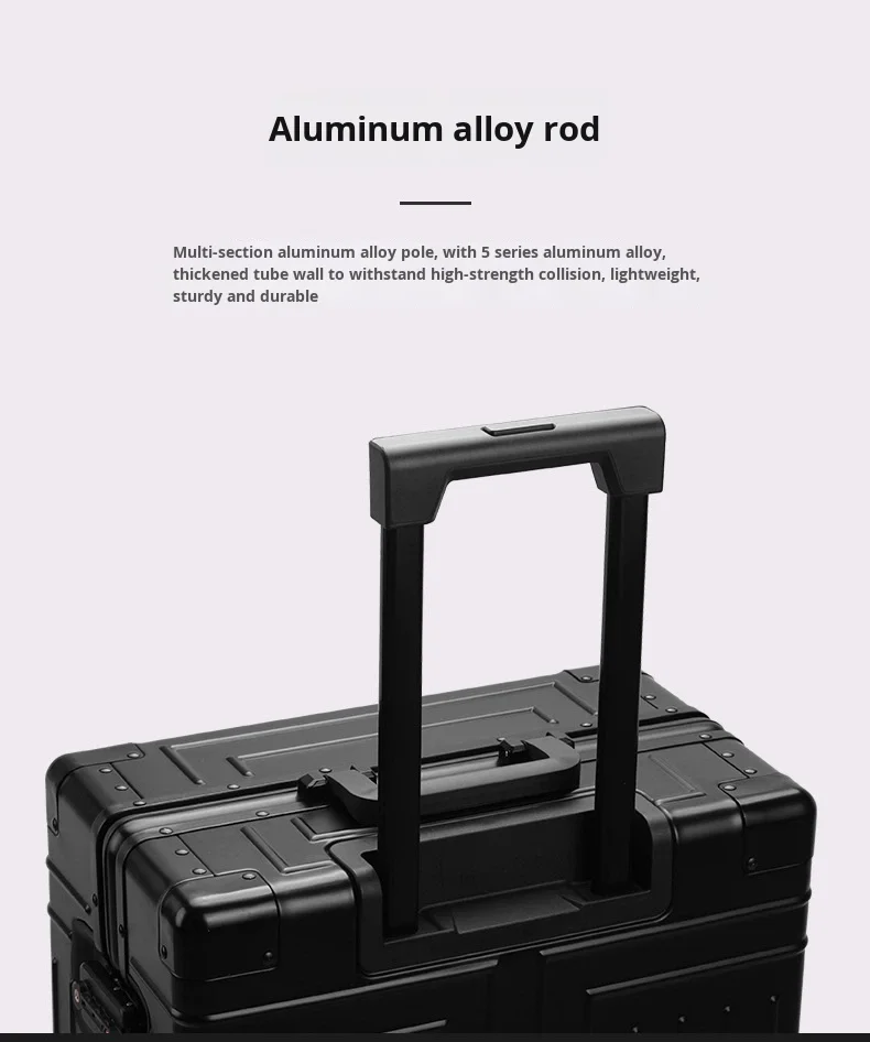 product 2026 modern design aluminum luggage carry on boarding 20 in durable trolley suitcase tsa lock business metal travel case-11
