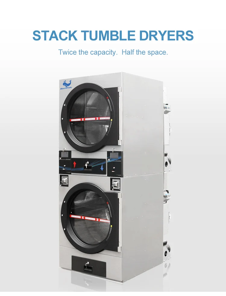 Brand New Fully Automatic Coinoperated Stainless Steel Stacked Clothes