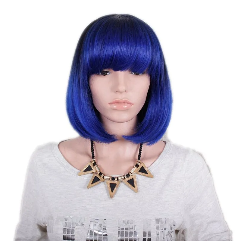 
Wholesale Synthetic Hair with Free Shipping Hair Weft Bob Short Wigs with Bang 10' Inch Lace Front Wig Straight Weave Female 