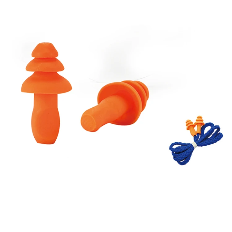 Portable Bullet Type Orange Protective Silicon Ear Plugs With Case