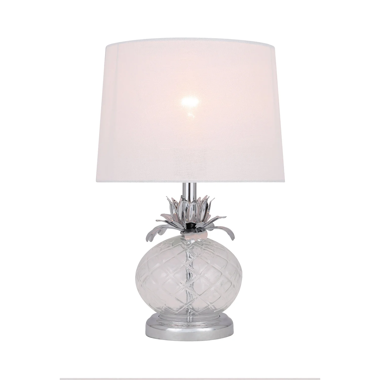 Modern Pineapple Shaped  Clear Glass And White Linen Shade creative smart Table Lamps For Livingroom,Bedroom
