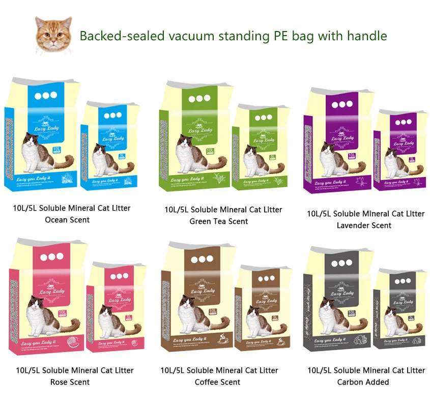 LAZY LADY brand water soluble less dust bulk cat litter wholesale arena para gatos