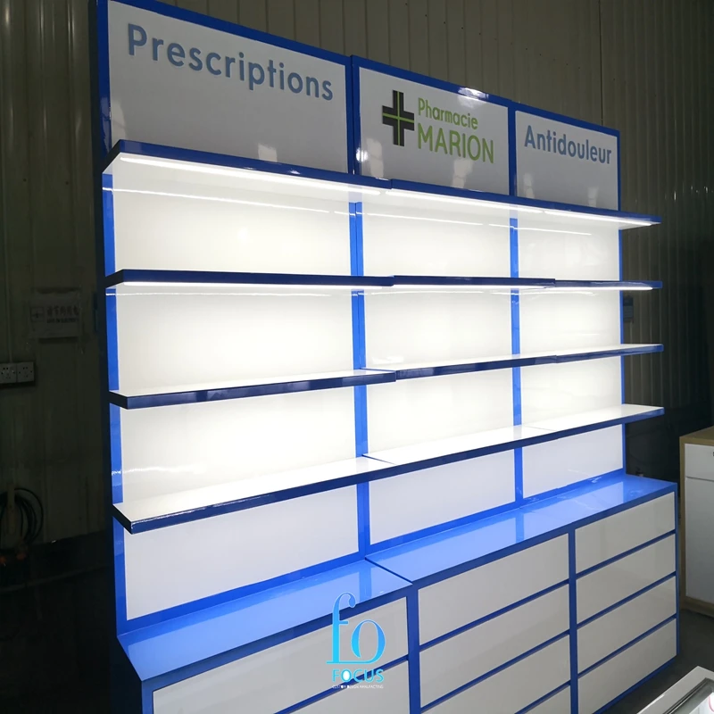 Wall Type Large-capacity Multi-layer Mdf Wooden Pharmacy Display Stand ...