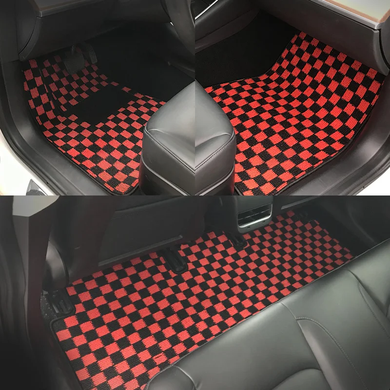 Jdm Racing Cluture Red Checkered Car Floor Mat Accessories Classical
