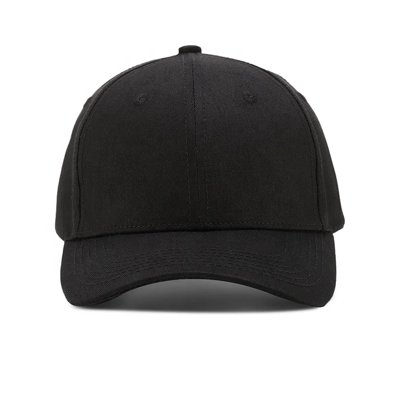 

high quality ready to ship plain black cotton baseball caps hats 6 panels structured hats