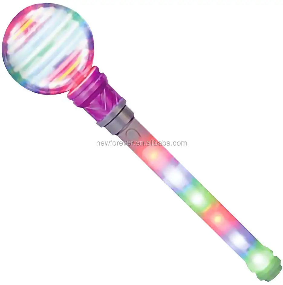 2 FLASHING SPINNING CIRCLE OF LIGHT WAND WITH BALL musical TOY novelty disco NEW 