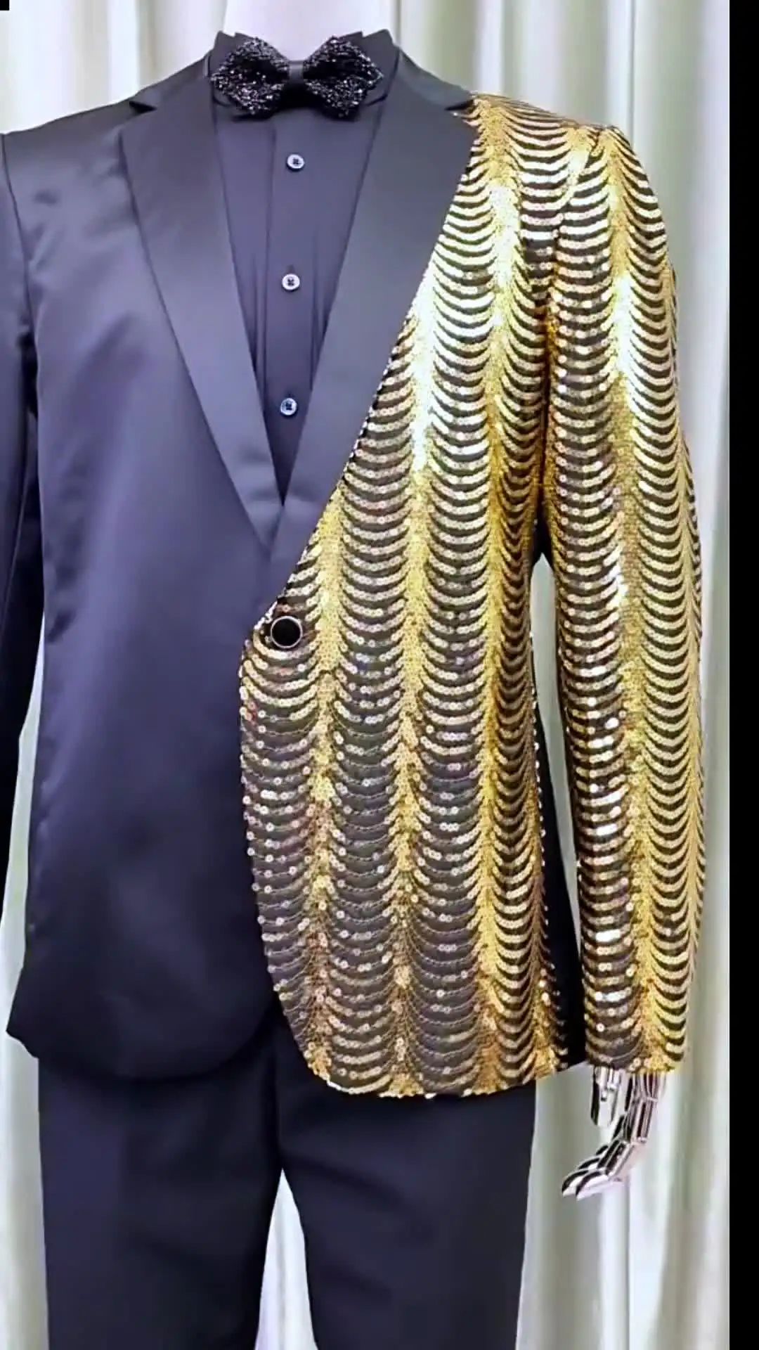 Bomber Jack Gouden Glitters Met Pailletten En Capuchon Mannen En Vrouwen Voor Een Feest Van Goud Original 1