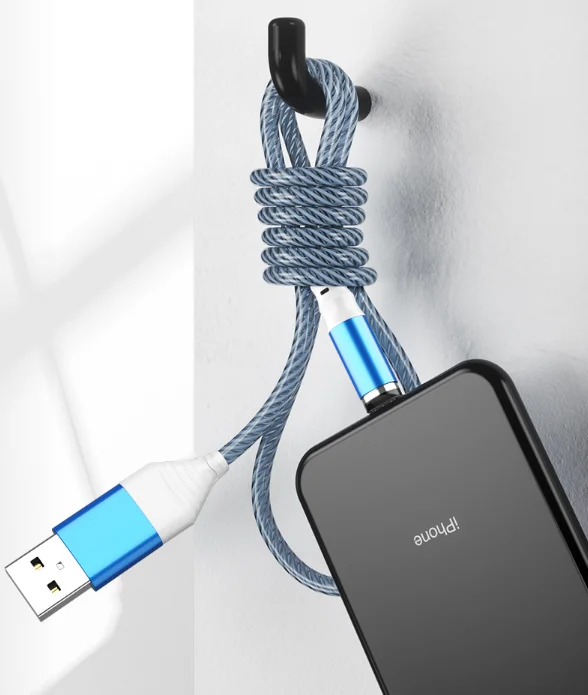 5a 3a 快速充电磁铁充电器流动光磁性微型 c 型充电 usb 电缆数据线