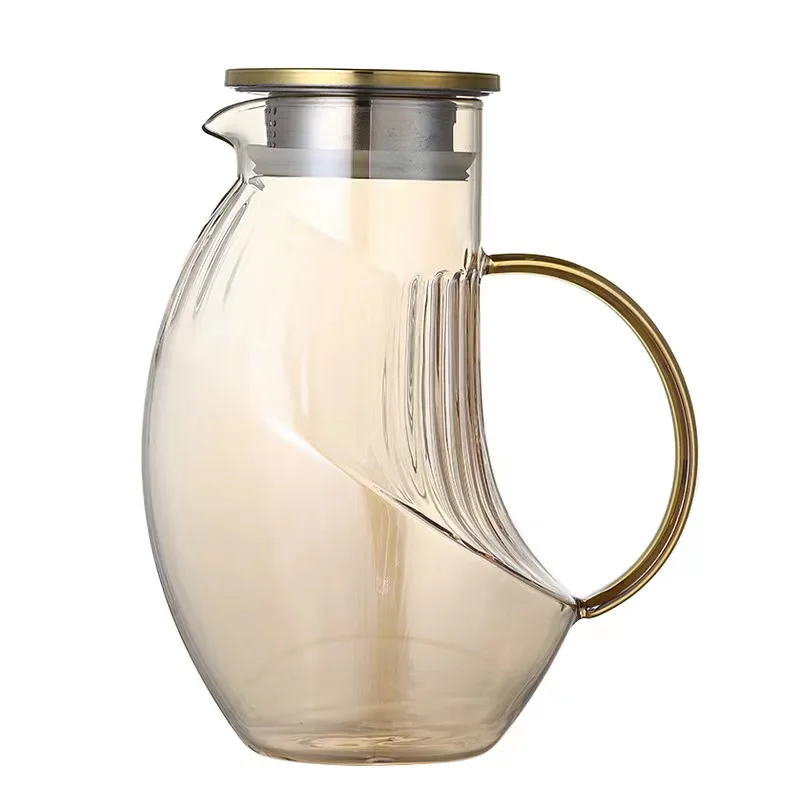 Glass Pitcher Hot/cold Water Jug Iced Tea Juice Beverage Carafe 1.6l