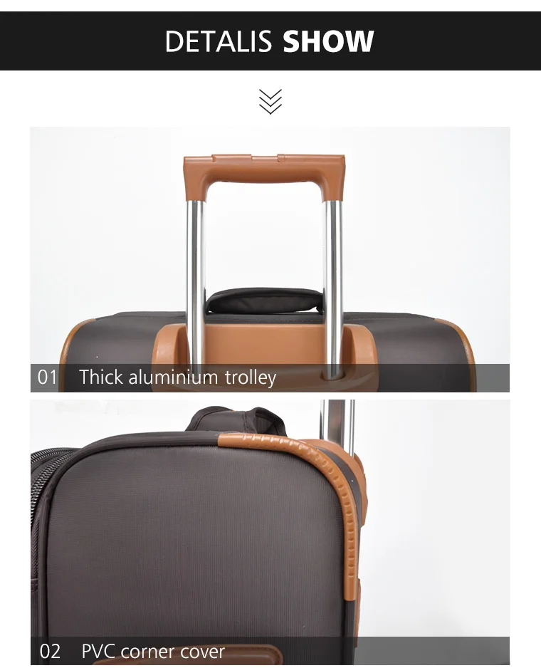 Kongzhongniao Manufacture Factory 4 Wheels Fabric Trolley Luggage Sets