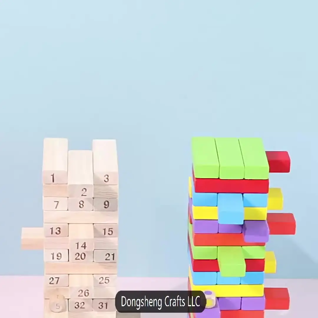 Wholesale Custom Size Print Wooden Stacking Tumbling Tower