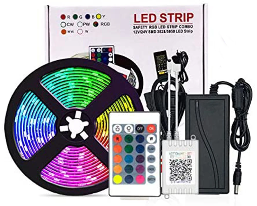 24v Led Strip Light Kit 24 Keys Remote 5meters/rol Diy Color Changing  Timing Music Sync Rope Lights For Home Tv Party Waterproof - Buy Led Strip  Lights,24v Led Lights,Party Lights Product on