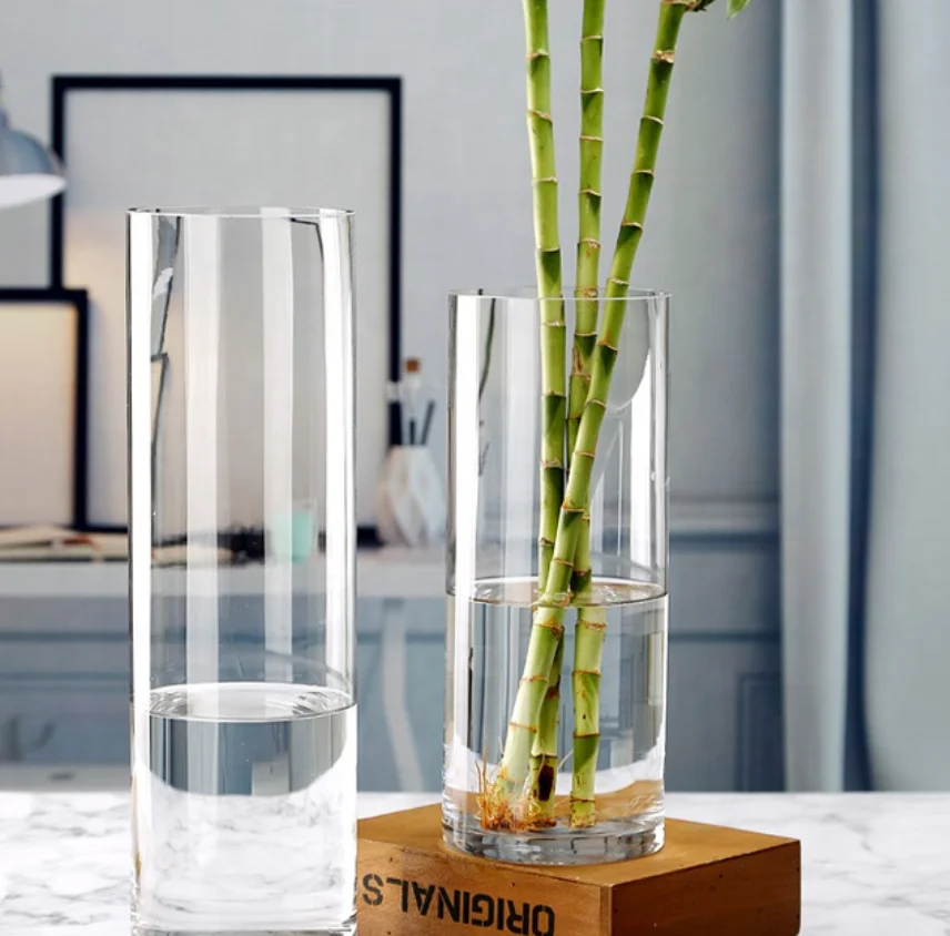 Modern Nordic Wedding Decoration Borosilicate Glass Vase Tall Cylinder