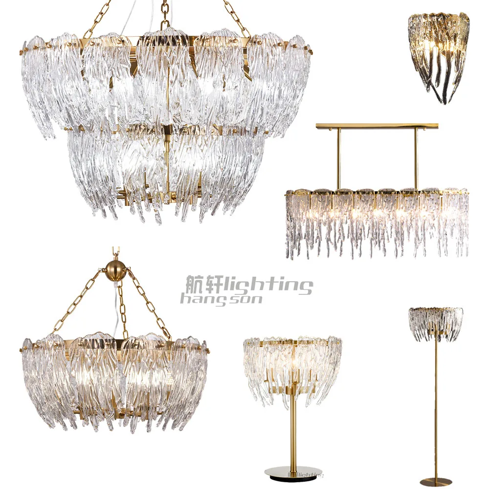 home decorative iron gold brass big table chandeliers and lamps round rectangle modern glass pendant lights chandelier luxury