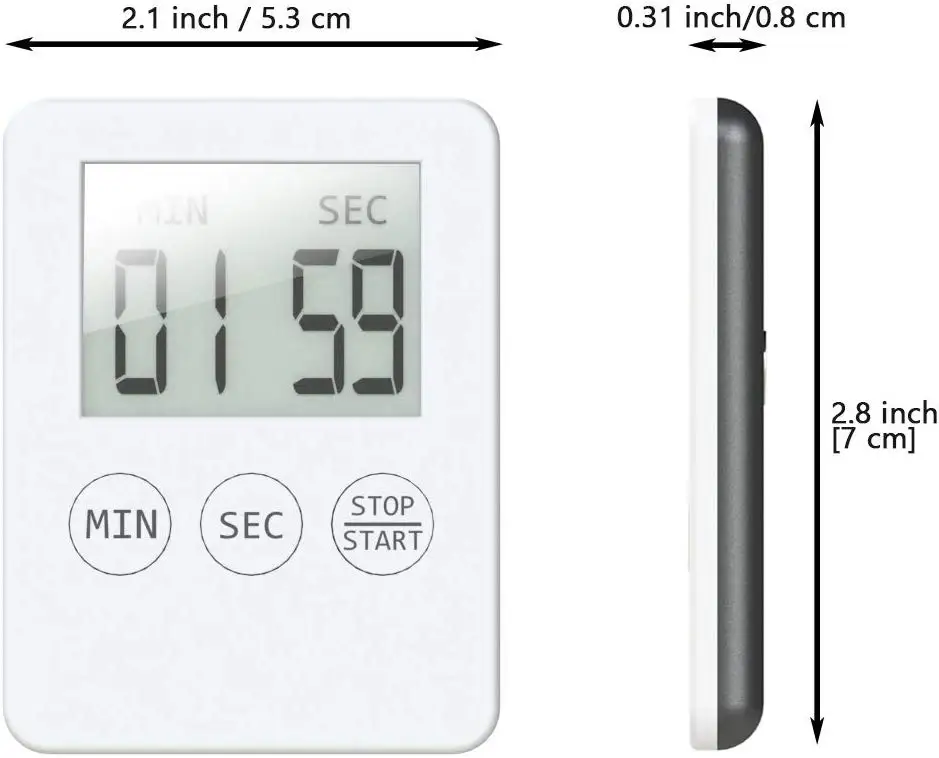 Ultra Slim Kitchen Timer Thin Small Digital Mini Cooking Timer with Alarm and Magnet Back for Cooking Baking Sports Nap Games