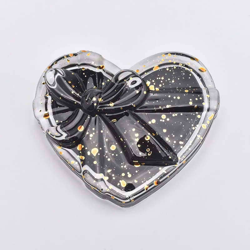 Luxury Black Heart Shaped Votive Glass Candle Jar With Lids