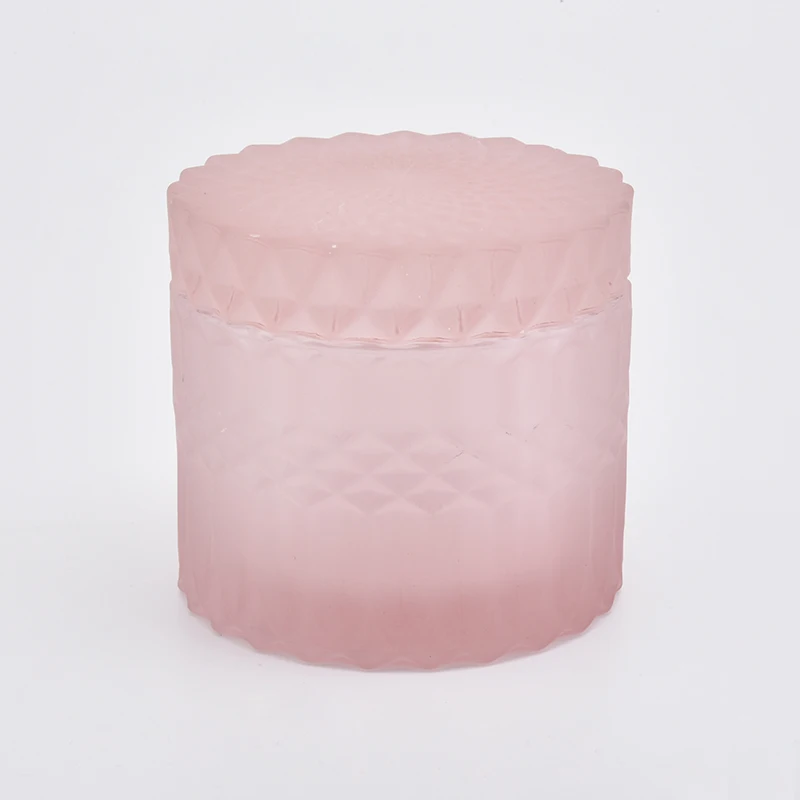 Decorative Pink Glass Candle Holder With Lids