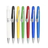 Bullet shape advertising twist plastic ballpoint pen 1.0mm refill with double color clip assorted colors for promotional