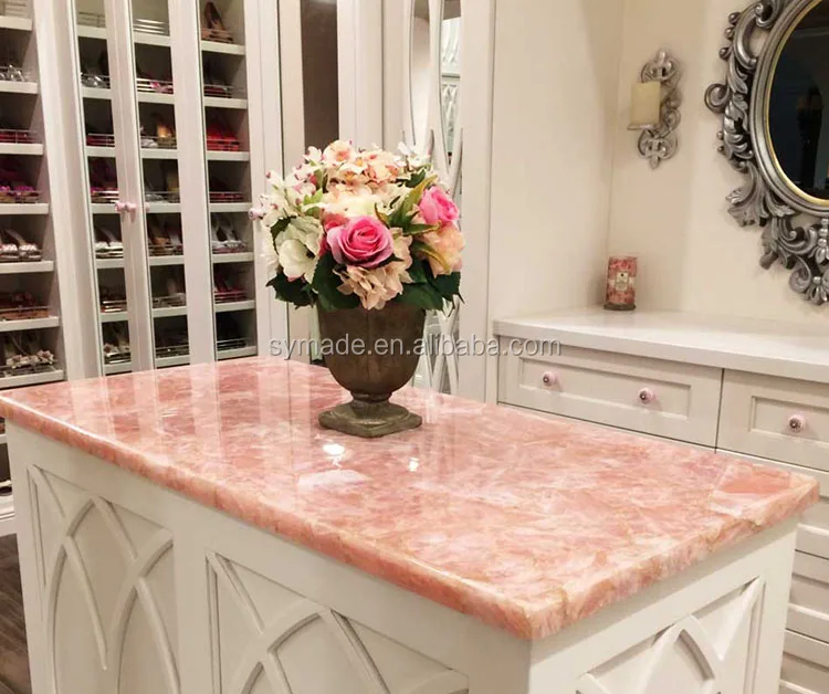 Custom Natural Gemstone Pink Quartz Amethyst Crystal Countertop Table