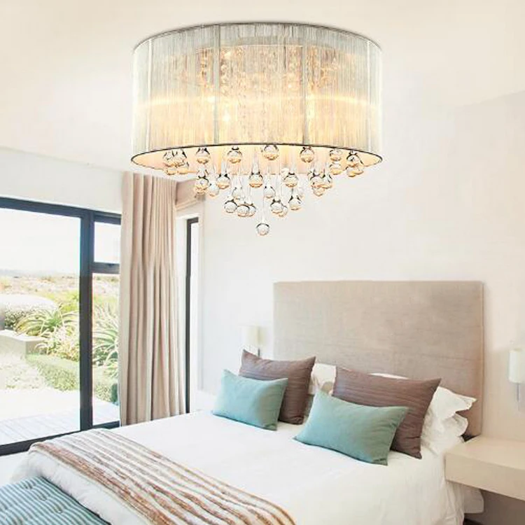 Wholesale Wrought Iron Led K9 Crystal Pendant Round Ceiling Chandelier Light