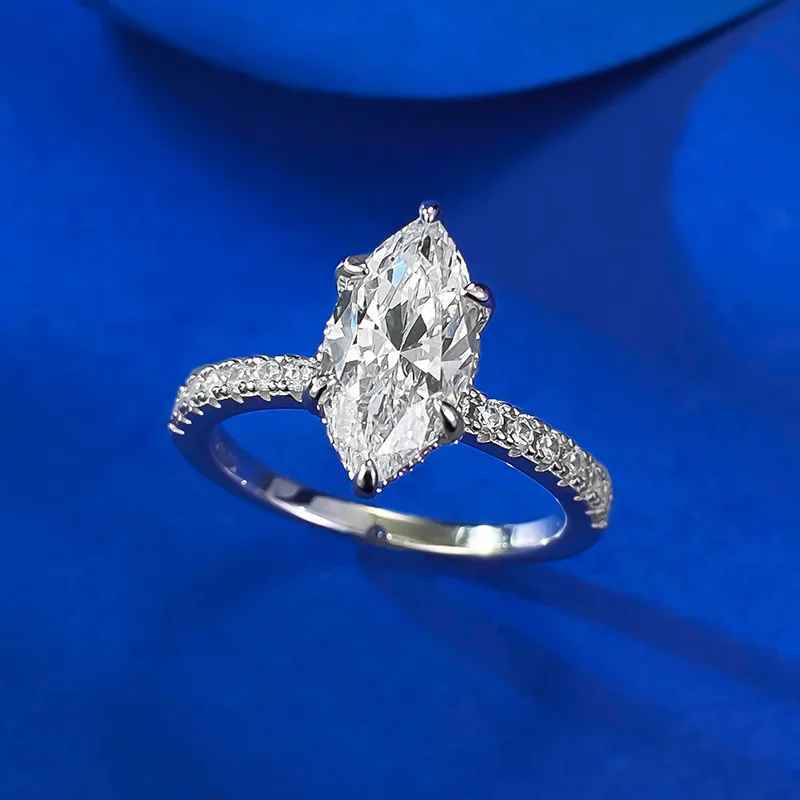 S925 Sterling Silver High Luster Platinum-Plated Diamond Vintage Crown Goddess Horse Eye Simple Couple Design Gemstone Fine