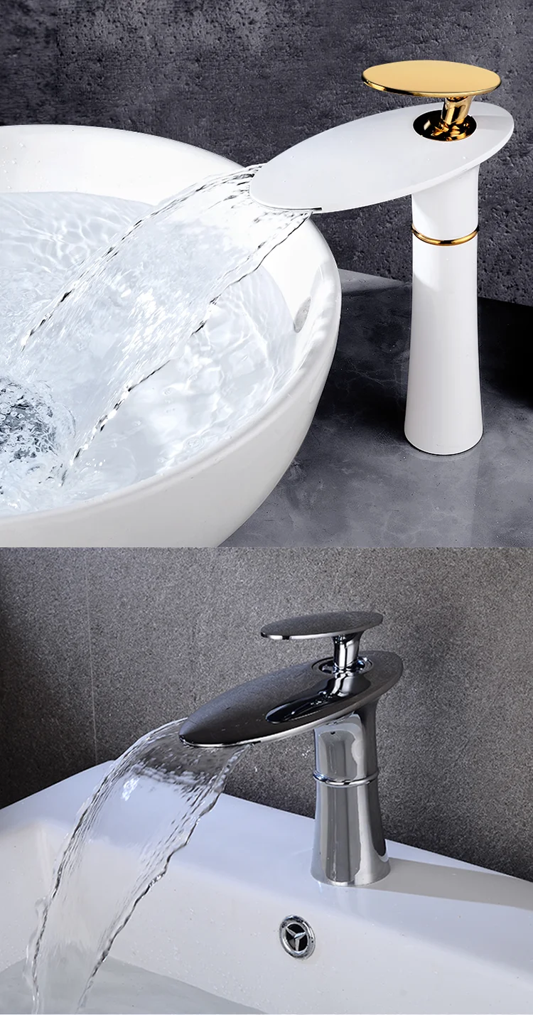 New Design Waterfall White Single Handle Basin Faucet