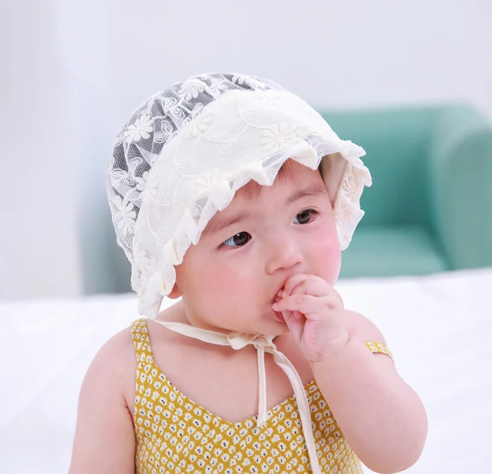 Lace Newborn Baby Hat Photography Props Summer Girls Sun Hat Infant Bonnet Caps 