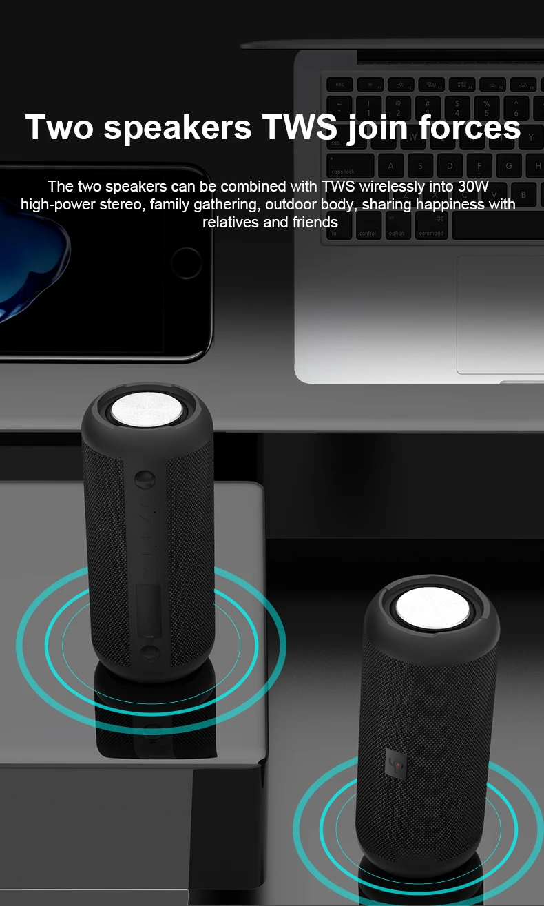 2020 waterproof Portable wireless blue-tooth mini speaker amplifier with TWS series connection FM Udisk TF Card handsfree rope - ANKUX.COM
